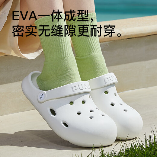 朴西海边沙滩可爱女士洞洞鞋eva厚底防滑包头增高情侣凉鞋男 奶油白