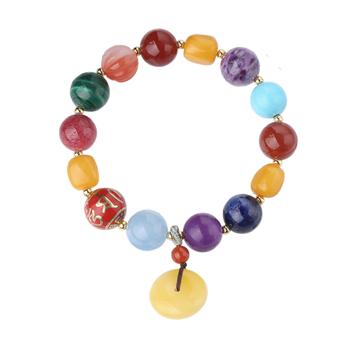 Potala Palace Jiaxiang Beeswax Bracelet Southern Red Amethyst Dragon Crystal Duobao Single Circle Bracelet for Men and Women Safety Buckle Handheld Birthday Gift