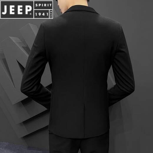 JEEP SPIRIT Men's Casual Suit Korean Slim Small Suit Set Two Buttons Handsome Trendy Wedding Jacket Top Gray Three-piece Set (Top + Pants + Shirt) Pair 3XL (150-165Jin Jin is equal to 0.5kg)