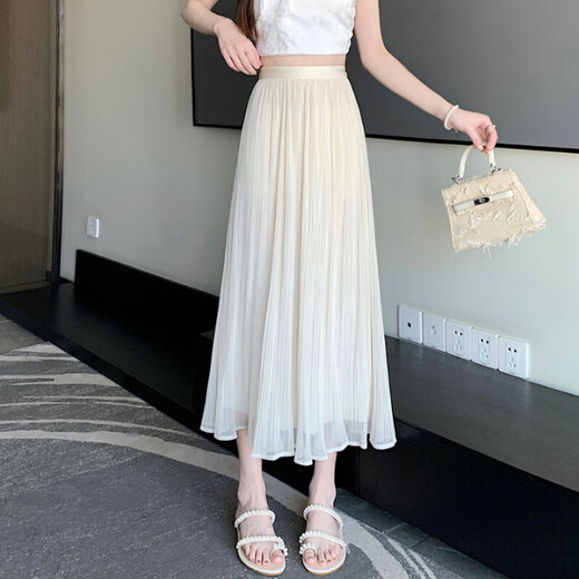 High-End-Streamer-Garnrock für Frauen 2025 SOMMER SOMMER SCHLIMME SLIM-SLIM-GARARS ROCK MIDE LANGE SUPER Fairy Rock 1343 Aprikosenfarbe [Perle-sensitives Netzrock] L Empfohlen [110-125jin [Jin gleich 0,5 kg]]