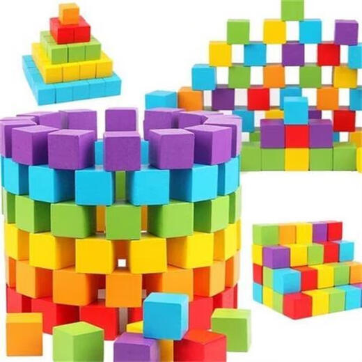 GU Ran Ran Autistic Children's Social Game Training Toys Toys Wooden Colorful Educational Toys's Color Early Education Iluminment 100 Logs 3cm (Dessin de sac de rangement)