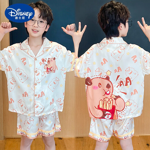 Disney Boys Ice Silk Pyjamas Sommer Cartoon Kurzärärmelbabykinder mittelgroße Kinder Home Kleidung Jungen Dünne Klimaanlagen Q ICE Seiden Doppelkürzel 6630# Pink Beaver 170 Größe 10 Empfohlene Höhe [100-110 cm]