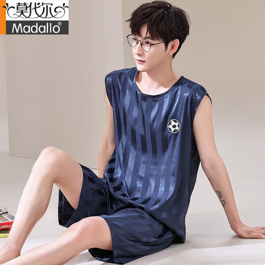
Modal [soft and silky] ice silk pajamas men's summer thin loose shorts shorts suit simulated silk summer new 9901 L