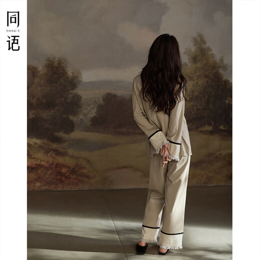 同语睡衣女莫代尔棉春夏季长袖家居服女士时尚可外穿新款宽松套装 女士-M3884 M 160(身高155-163cm，体重90-1
