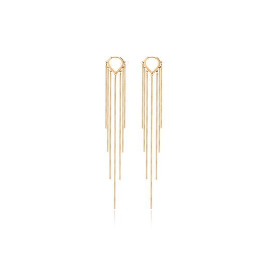 Qlady gold long tassel earrings feminine high-end ear buckle earrings 2025 new niche unique earrings gift
