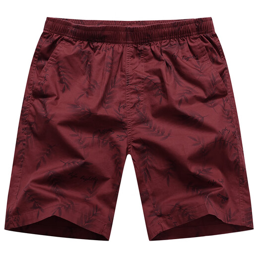 Tommy Hee Kelly Fünf-Punkte-Hosen für Herren Sommer Pure Cotton High-End Red Beach Mid-Sports Sport Home Shorts Lose Shorts, Burgund 9277 Taschen mit Reißverschluss L 90-120jin [Jin gleich 0,5 kg]