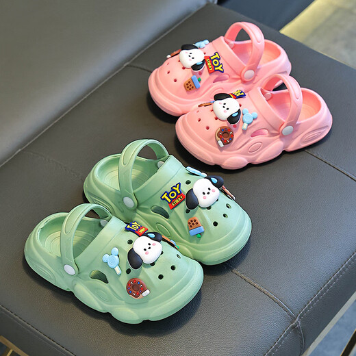 Children's hole shoes for boys and girls in summer 2025 new style medium and large children's baby wearing indoor non-slip sandals for boys blue 24 -25 size [inner length 17cm]