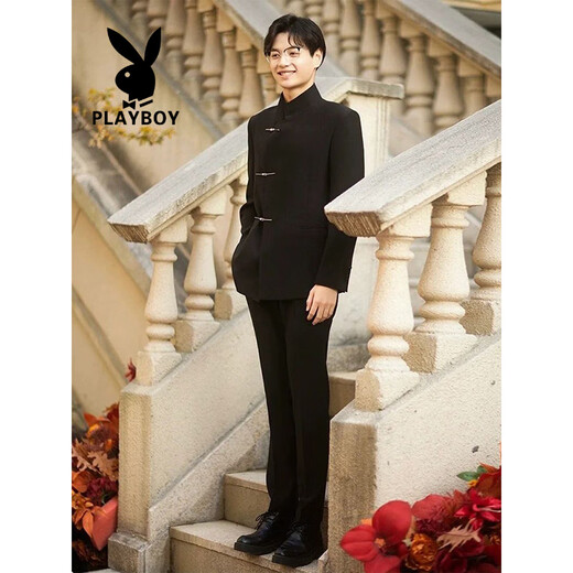 Playboy (Playboy) Nouveau costume de marié de mariage chinois ensemble zhongshan liant le support de fiançailles
