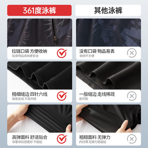 361°游泳裤男士平角假两件防尴尬专业训练大码宽松速干泡温泉泳裤