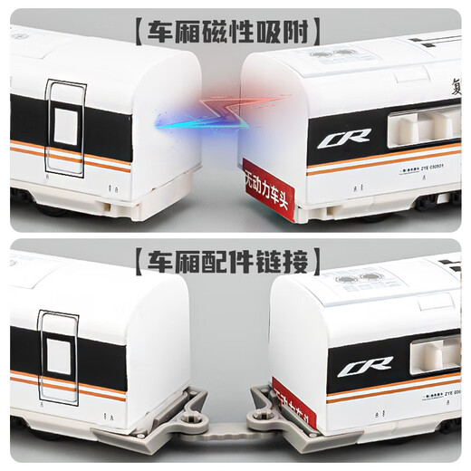 Playboy Diary Jouet ferroviaire à grande vitesse Train électrique télécommandé Simulation en alliage Fuxing Modèle EMU avec piste Voiture jouet pour garçons Télécommande Fuxing Double section Argent Paquet Trois pistes ovales semi-circulaires