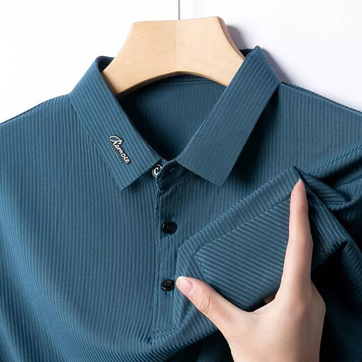 La Vico Hailan Home (HLA) Mismo estilo Dad Summer Camiseta de manga corta Hombres Men a la corbata de seda Tie Pocket Top Top de mediana edad y anciana DX-ZF9196 Navy [Pocket True Pocket] M 165 Tamaño recomendado 90-115 Jin [Jin equivale a 0.5 kg]