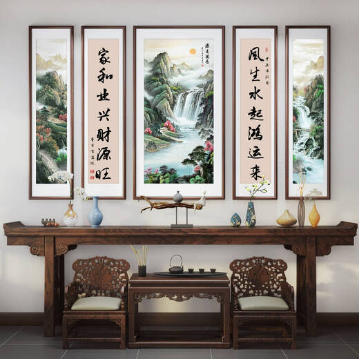 Die Gemälde von Wulianzhongtang aus der Haupthalle, dem Wohnzimmer der Villa, ist elegant, das ländliche selbstgebaute Haus, die Landschaftsdekoration Gemälde der Ahnenhalle, die 70% der Auswahl des Kunden von 14070+4 14030 cmps umweltfreundliche Ränder