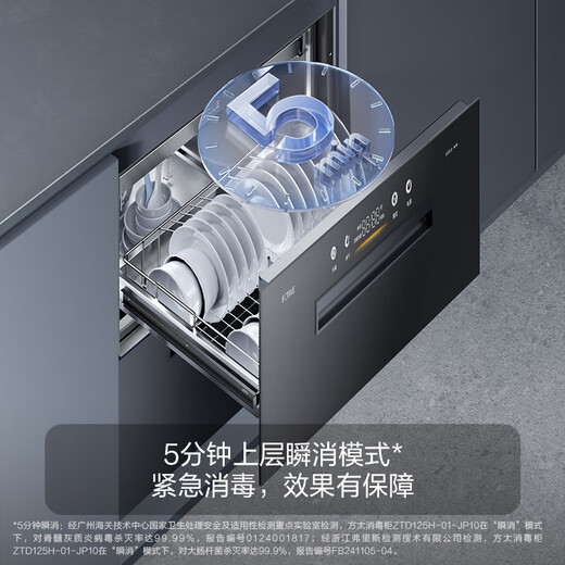 FOTILE Disinfection Cabinet JP10 Built-in Disinfection Cupboard for Household Use 5 Minutes Instant Disinfection 365 Days Long-lasting Storage Ultraviolet Infrared Hot Air Triple Combination Disinfection Two Stars 125L