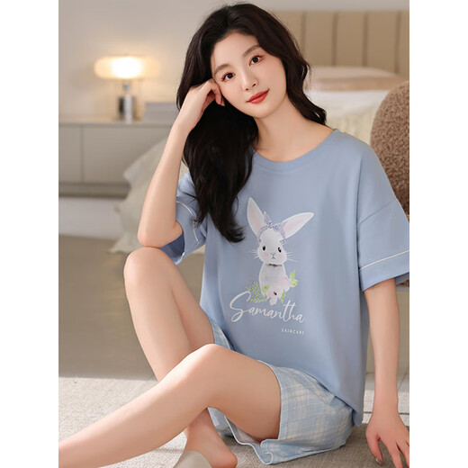 Qin Nuan 2025 Été Nouveau pyjamas pour femmes shorts de coton de haute qualité de style mince Extra grande taille 200jin [Jin est égal à 0,5 kg] Clothing Home Set A3519 Shorts M [80-95jin [Jin est égal à 0,5 kg]]]
