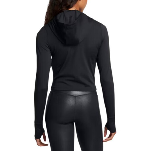 Under Armour MeridianUA simple solid color knitted quick-drying hooded short jacket jacket for women black black S M