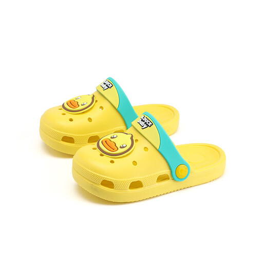 B.Duck little yellow duck children's clogs 2025 new summer baby sandals girls anti-collision and anti-slip boys yellow size 28 foot length 17.0-17.7cm