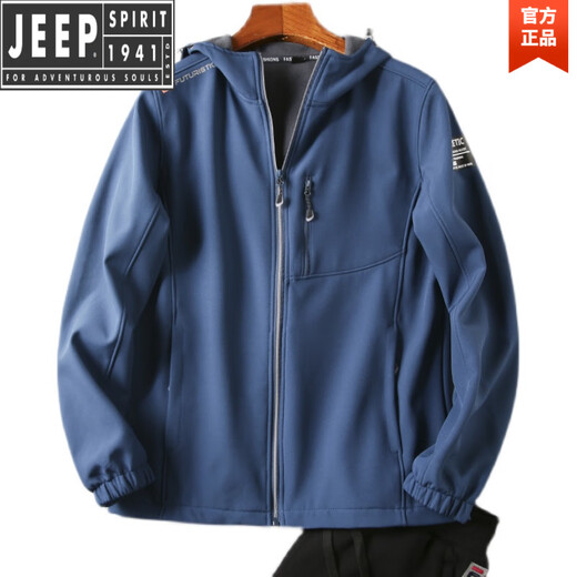 Jeep Spirit Jeep Jacke Herren Frühling und Herbst Neue Softschalen winddichte wasserdichte mit Kapuze im Freien verdickte warme Fleecejacke schwarz 677a Herrenstil L.