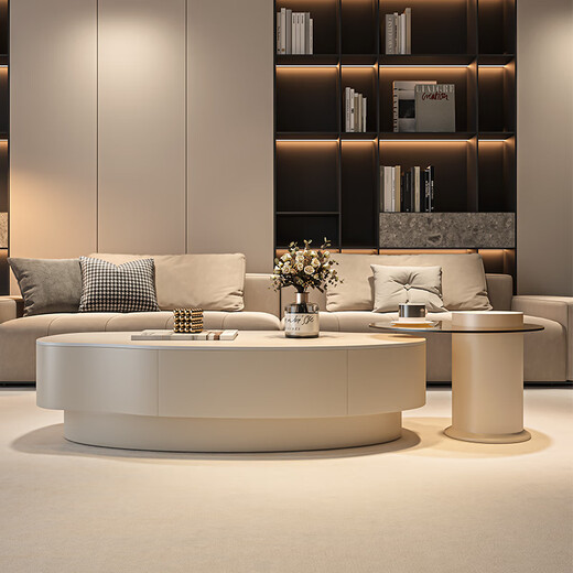 Seaworthy simple coffee table living room special-shaped combination slate coffee table dining table home high-end atmospheric size apartment light luxury tea table white frame white cabinet pure white slate 120