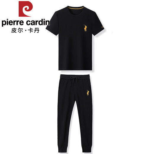 
Pier Cardin [Ole Brand Discount] Paul Casual Sports Set Men's Summer New Short Sleeve T-Shirt High-end Two-Piece Set 13067 Black Short Sleeve + Pants 2XL 180 [Suggested 155-175Jin [Jin equals 0.5 kg]]