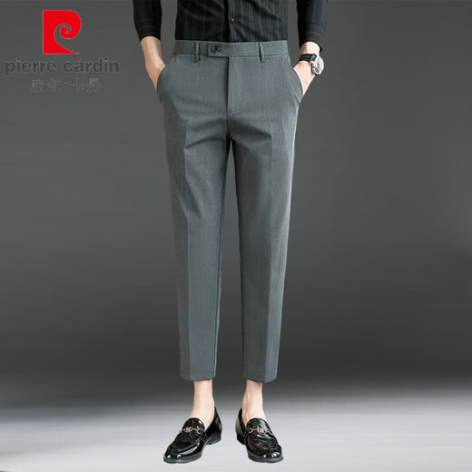 Pierre Cardin (Pierre Cardin) Pantalones cortes de hombres 2025 Summer Slim Feet Nine Nine Business Wear 8 puntos 9 puntos Pantalones casuales Men 8 puntos Gray Medium 723 28
