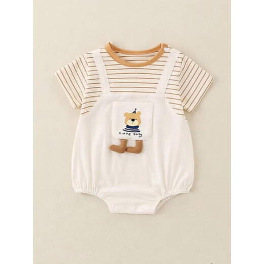 Mini Balabala (Mini Balabala) Baby kurzärmelige Kleidung Sommer Dünner Baby Jungen Sommer Jumpsuit Neugeborenes Vollmondkrabrenanzug 6210 Weiß 80 cm