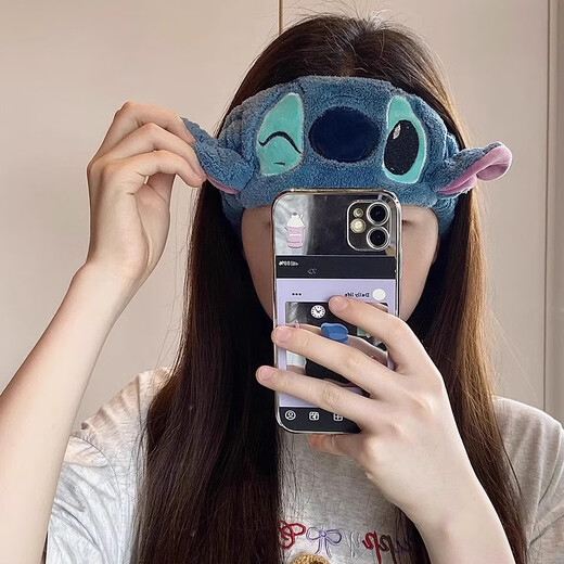 Hongyun Cute Stitch Plush Headband Cartoon Versatile Face Wash Headband Men's and Women's Makeup Mask Headband Hair Accessory Blue Stitch Headband F272
