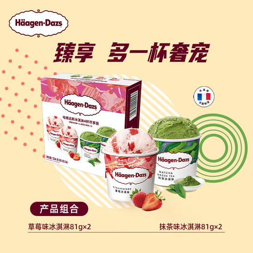 Haagen-Dazs ice cream value-for-money gift box (matcha*2/strawberry*2) 100ml*4