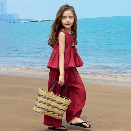 
Tutu Little Elephant Girls Suit Summer Children's Vest Pants Parent-Child Thin Two-Piece Set Murray 130 Height About 130cm