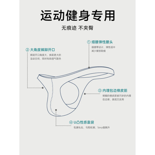 MiiOW underwear men's thong seamless sports fitness sexy new ice silk thin breathable summer low-waist briefs T-panties seamless sports black + royal blue + gray 3 pairs L (suitable for 100-120 Jin Jin equals 0.5 kg)