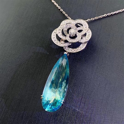 HEEKAIYI Santa Maria color aquamarine necklace for women 18k gold pendant Chinese Valentine's Day birthday gift for wife and girlfriend <Supports customization>
