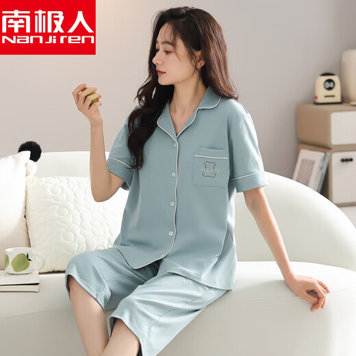 南极人睡衣女士夏季新疆棉短袖七分裤2025新款可外穿家居服休闲套装 NXF 9893 M