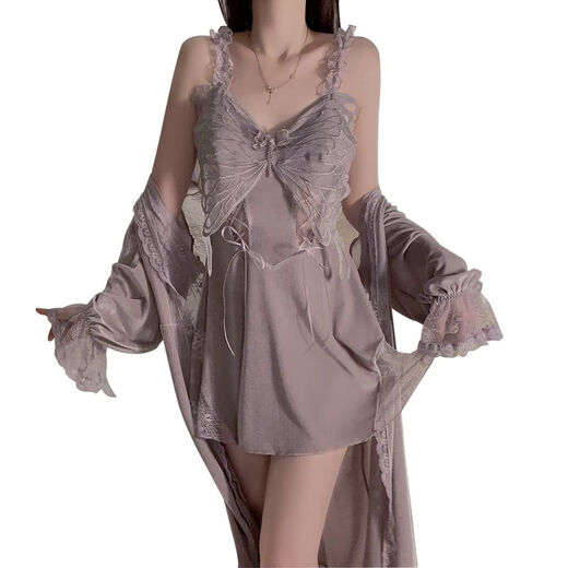 
80-160Jin [Jin equals 0.5 kg] Autumn and winter sexy velvet pajamas plus breast pads gather large size suspender nightgown outer skirt home clothes set 3879 black outer robes + belt, average size recommended 80-160Jin [Jin equals 0.5 kg]