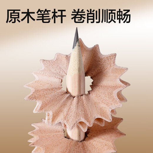 得力（deli）50支HB原木书写铅笔六角杆素描绘图学生铅笔考试涂鸦绘画临摹50支/桶 HC825-HB儿童节礼物女孩