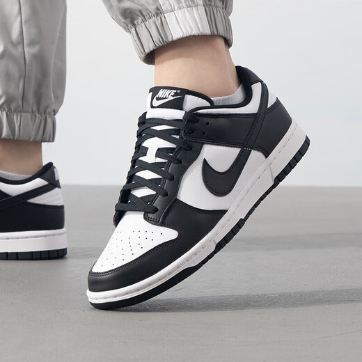 耐克（NIKE）官方男鞋25夏季新款运动鞋 DUNK LOW复古板鞋胶底低帮轻便休闲鞋 黑色白DD1391-100 42.5