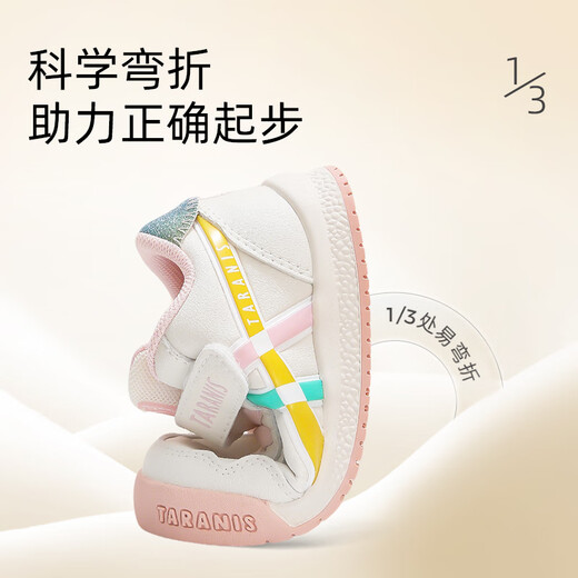 Terranis Autumn and Winter New Toddler Shoes Girls' Soft Soled Functional Shoes Boys Baotou Baby Shoes Mesh Breathable Bread Shoes White-Pink Spring and Autumn-Microfiber 23 Inner Length 15cm Foot Length 14.0cm