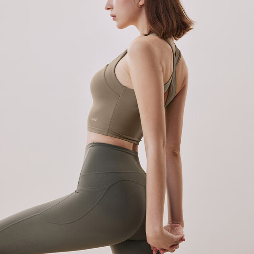 Gigt Jiji sports bra women's breast-reducing shock-proof cross-beautiful back Pilates bra yoga fitness bra Cocoa M (70C70D/75B/75C/75D)