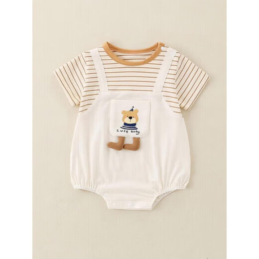 Mini Balabala (Mini Balabala) Baby kurzärmelige Kleidung Sommer Dünner Baby Jungen Sommer Jumpsuit Neugeborenes Vollmondkrabrenanzug 6210 Weiß 80 cm