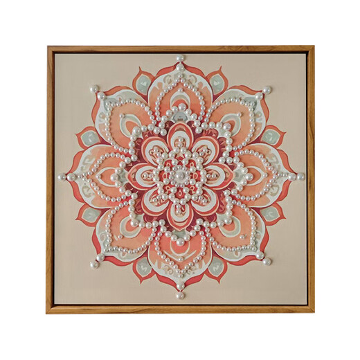 
Chinese style Songjin pearl painting DIY material package event oil painting intangible cultural heritage handmade decoration painting team building decoration hanging painting LL13570 [full color spray painting] send some drill pen 60*60cm thick solid wood inner frame + beautiful outer frame [