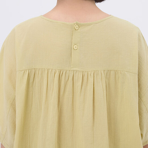 Muji (Muji) Frauen starker Twist kurzärmelig Hemd T-Shirt Top Damen Inner Wear Damen-Kleidung 25-jähriges Sommer Neues reines Baumwoll BCE92C5S Yellow M (160/84a)