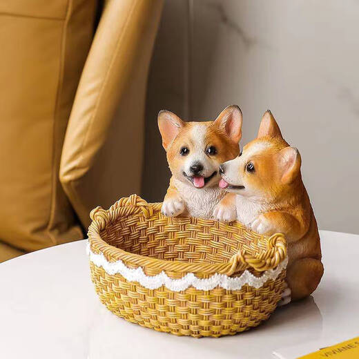 Yusenyi kreativer Hundeingangsschloss Aufbewahrungs Ornamente am Tür Eingang Schuhschrank Desktop Dekoration New Home Geschenk Handwerk Doppelgolden Retriever 14068y