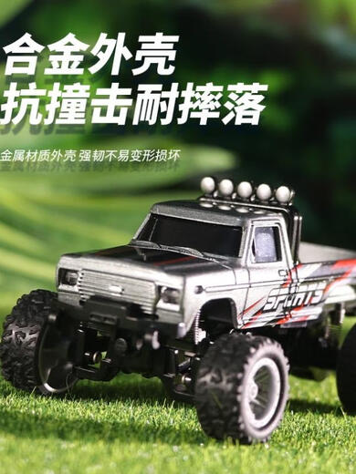 Zhouke 25 children's rc drift remote control car Bigfoot alloy mini remote control car car desktop ultra-small boy four Bluetooth second generation can drive RV Tesla black 1 hour mini remote control USB charging cable + high-end gift box