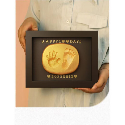 Shantou Lincun full-month baby hand and foot prints in clay lanugo commemorative 100-day hand prints and footprints commemorative photo frame baby newborn hand and footprints classic 8-inch walnut horizontal style - free lanugo umbilical cord bottle