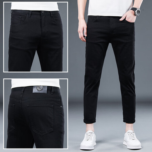 
LEE KIDS summer thin Tennis jeans men's black gray cropped pants slim-fitting slim-fitting 9-point pants 1048 Black gray 1-9-point pants 36