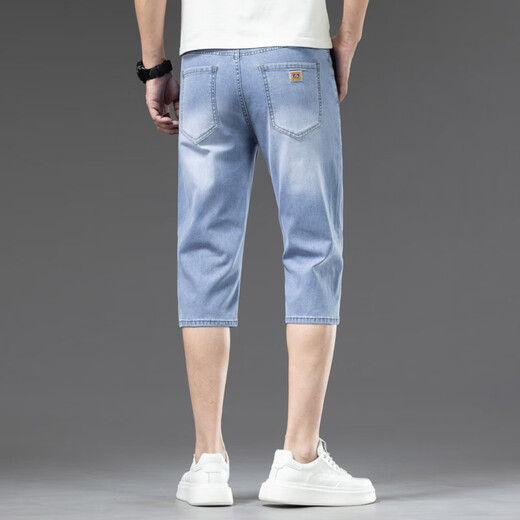 Jiumu Wang Tiansi Denim Shorts Herren Sommer Wear 2025 Neue Männer siebeneinhalb pro Tag Fünf-Punkte-Eis Seide Dünne Reithosen 753 Ice Seide Schwarz Ice Seide 753 Ice Seide Schwarze Eis Seide 31