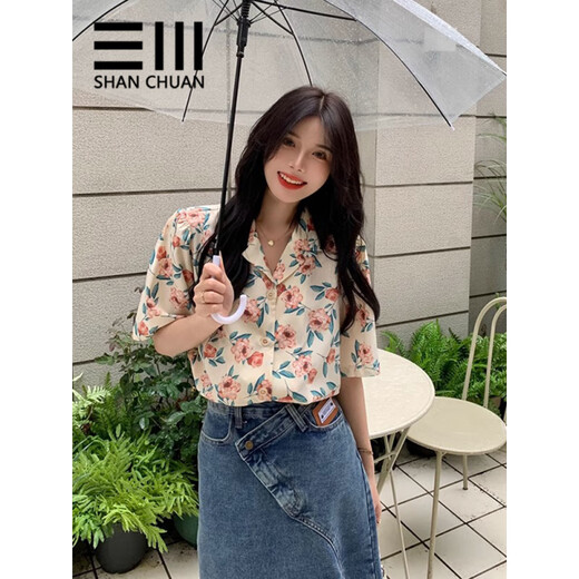 Mai Yaluo Blumenhemd für Frauen Retro Hong Kong Style Kurzärmel Chic Hong Kong Style Broken Sommer koreanische Stil Design Feel