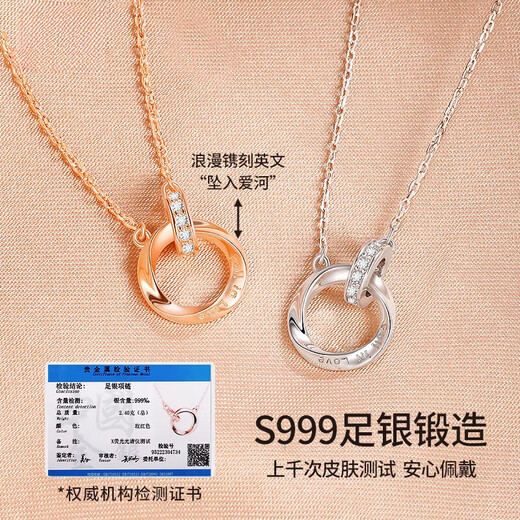 DRIG necklace women's sterling silver Mobius double ring 2025 new light luxury niche high-end birthday gift for girlfriend 999 silver white diamond-white gold