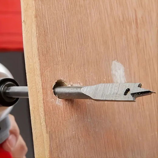 Three-point woodworking flat drill woodworking drill bit, hexagonal handle woodworking hole opener set, flat drill bit board hole puncher, silver hexagonal handle flat drill 6 pieces