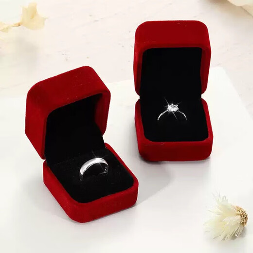 Nianfu wedding rings, simulated fake rings, wedding props, diamond ring openings, adjustable Chinese Valentine's Day gift, couple rings, 2 rings + 2 single ring boxes