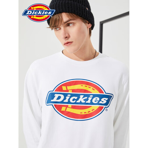 Dickies圆领卫衣秋冬上新情侣印花男女休闲百搭纯棉宽松套头上衣 黑色12596 【个性镭射标】 XS
