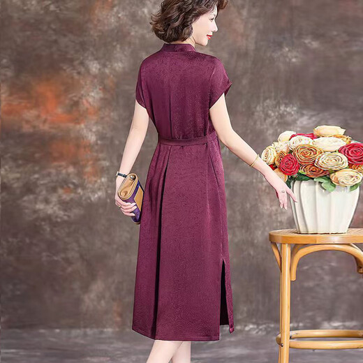 ac mmng light luxury brand Xima's wedding banquet 2025 new mother dress new Xiangyunsha silk modified cheongsam Jiang Zi 2XL 125-140Jin [Jin equals 0.5 kg]